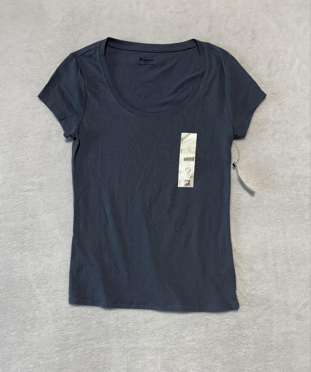 No Boundaries Shirt Juniors Small Gray Slate Scoop Neck Short Sleeve Tee Top